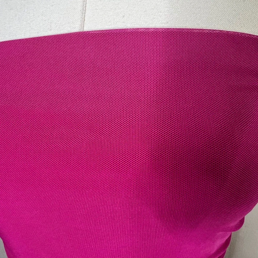 Lulus Strapless Ruched Mesh Maxi Dress Fuchsia‎ Pink Pull On Size Medium M